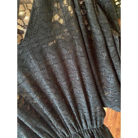 DLM Vintage Black Dress Cocktail Party Shimmer V-Neck Size 9 10 Batwing Sleeves - Picture 6 of 7